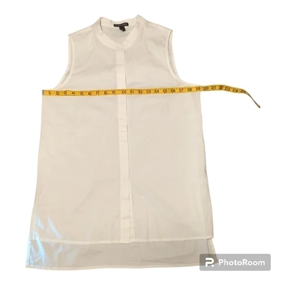 Eileen Fisher Mandarin Long Lawn Shirt Petite Small sp off White Cream Stretch - Picture 2 of 8